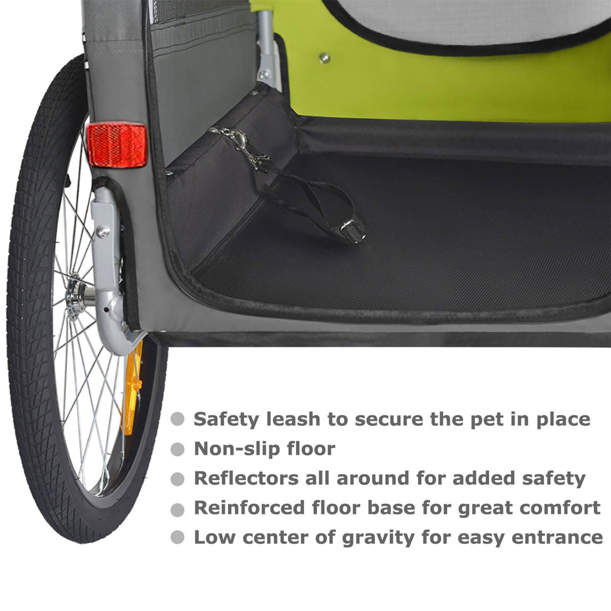 DOGGYHUT® Premium M Pet Bike Trailer & Stroller 2-in-1,for Dogs up to 50 lbs,Parking Brakes,Easy Folding Cart Frame, Universal Bicycle Coupler,E-Bike Friendly (Lime Green)