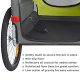 DOGGYHUT® Premium M Pet Bike Trailer & Stroller 2-in-1,for Dogs up to 50 lbs,Parking Brakes,Easy Folding Cart Frame, Universal Bicycle Coupler,E-Bike Friendly (Lime Green)