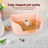 RUBYHOME Large Bunny Litter Box (15.5" x 11.1" x 6.2") Small Animal Litter Pet Toilet Potty Trainer Corner Litter Bedding Box Pet Pan for Rabbit Guinea Pig Easy to Clean (Orange)