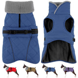 Petglad Dog Coat, Waterproof Dog Winter Jacket with Adjustable Buckle, Reflective Turtleneck Pet Snow Vest Warm Fleece Sweater for Small Medium Large Dogs - Blue, 3XL