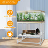Fish Tank Stand, 40 Gallon Heavy Duty Metal Aquarium Stands, Reptile Tank, Turtle Tank, Breeder Tank Stand, 660LBS Capacity Terrarium Stand Rack with 2-Tier Storage Shelves (White, 36.5"x18.5"x29.5")