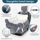 25.5"x24.3"x11" Dog Car Seat for Small Dogs & Cats, Dog Booster Car Seat with Plush Cushion, Non-Slip Bottom & Safety Leash, Cats Bed with Side Pocket for Sedan, SUV and Truck, Washable