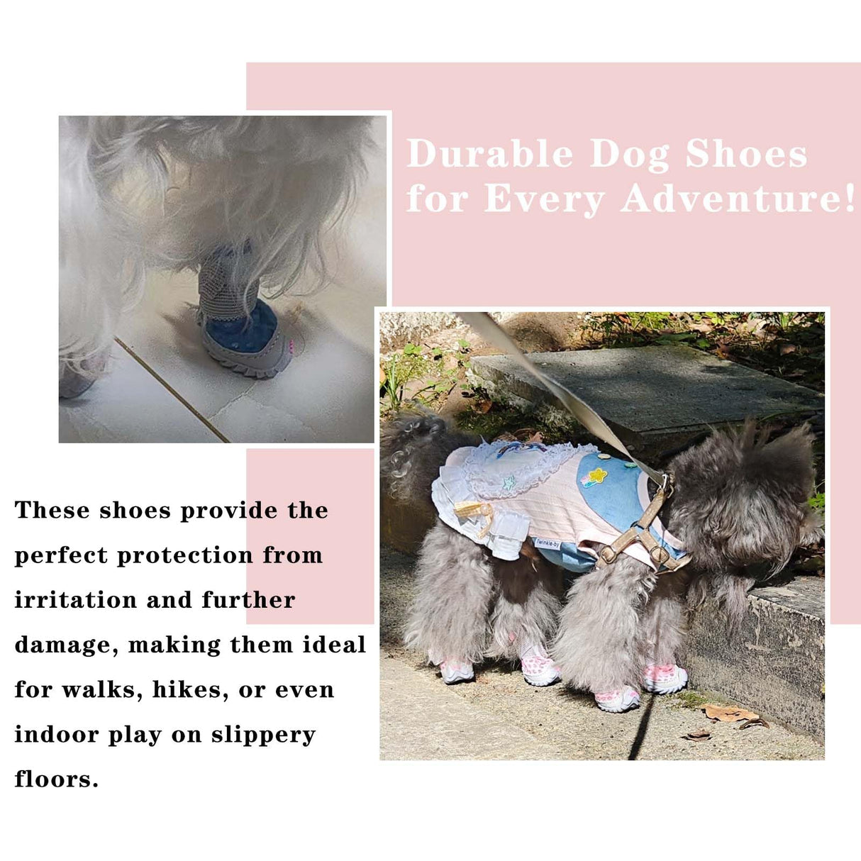 Dog Shoes for Small Dogs, Soft Mesh Dog Boots for Summer Hot Pavement, Outdoor Walking Running, Anti-Slip Dog Boots & Paw Protectors, Size 5, Pink