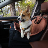 Car Dog Booster Seat,Interior Height 7 Inches Elevated for Small Dog up to 35 lbs,Pet Car Travel Safety Seat with 2 Safety Leashes,Storage Pockets,Fully Detachable and Easy to Install(Lookout-Black)