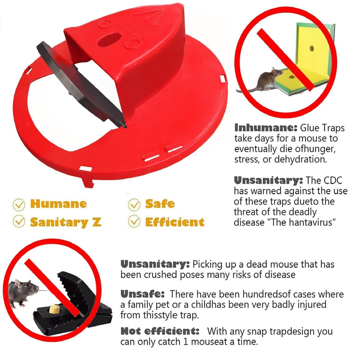 Pack 2 Bucket Lid Mouse Trap, 5 Gallon Bucket Compatible, Mouse Catching Tool, Trap Door Style, Multi Catch, Auto Reset, Indoor Outdoor (Yellowish)