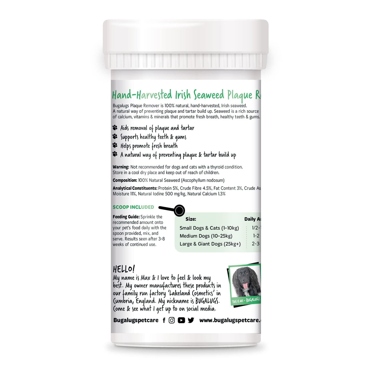 BUGALUGS Plaque Off Remover for Dog Teeth & Bad Breath 100% Natural | Plaque Off No Toothbrush or Dog Toothpaste | Remove Dog Bad Breath & Plaque Remover for Dogs & Cats (Dog 70g)