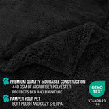 PetAmi Fluffy Waterproof Dog Blanket for Small Medium Dogs, Soft Warm Pet Sherpa Throw Pee Proof Couch Cover, Reversible Cat Puppy Bed Blanket Sofa Protector, Plush Washable Pad (Black, 29x40)