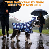 KOOLTAIL Dog Raincoat, Reversible Pet Rain Jacket Clear Hooded Double Layer with Storage Pocket, Adjustable Waterproof&Windproof Reflective Puppy Poncho with Leash Hole for Small Medium Large Dogs, L