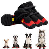 UIQELYS Dog Boots for Snow & Hiking, Waterproof High Top Protectors with Adjustable Reflective Straps, Anti-Slip Paw Protection Shoes for Mud and Hot Pavement-Ideal for Small to Large Dogs(Black, 7)