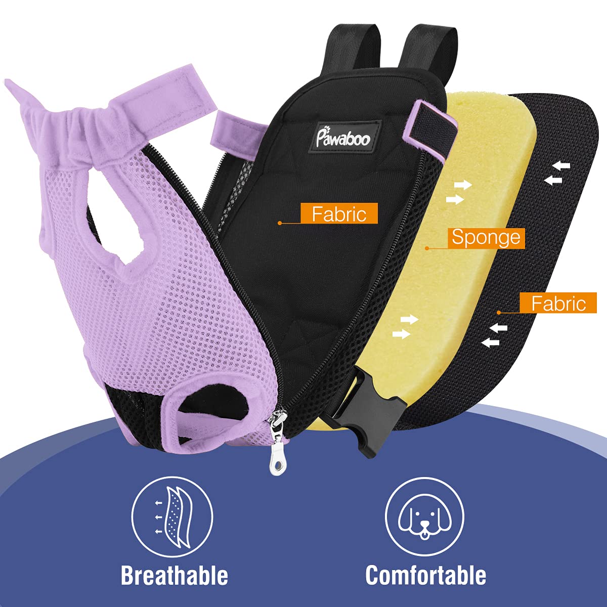 Pawaboo Pet Carrier Backpack, Adjustable Pet Front Cat Dog Carrier Backpack Travel Bag, Legs Out, Easy-Fit for Traveling Hiking Camping for Small Medium Dogs 5-8lbs, Medium Size, Purple