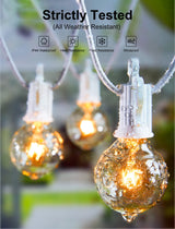 Outdoor String Light 25Feet G40 Globe Patio Lights with 27 Edison Glass Bulbs(2 Spare), Waterproof Connectable Hanging Christmas Lights for Backyard Porch Balcony Party Xmas Decor, E12 Socket Base