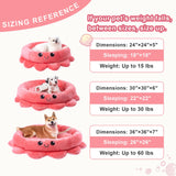 Jiupety Cute Calming Dog Beds Clearance for Large Dogs, Anxiety Bolster Dog Bed with Octopus Shape, Pink, Red, Boho, Round Pet Bed Cat with Removable Cushion
