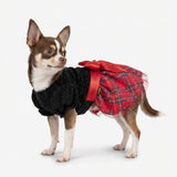 Fitwarm Christmas Puff Sleeve Dog Dress, Elegant Dog Christmas Outfit, Doggy Clothes for Small Dogs Girl, Pet Apparel, Black, Red, Small