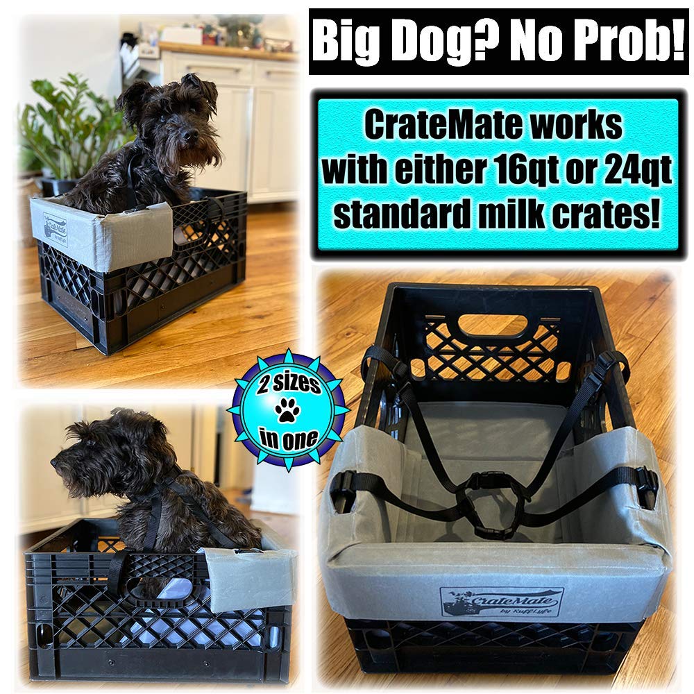 DIY Conversion/Bike Dog Carrier Package (Crate NOT Included) Padded Liner is 2 Sizes in One + 4 Point Safety Harness & Heavy Duty Fasteners Holds Pets 20lb+ for Safe Pet Bicycle Travel