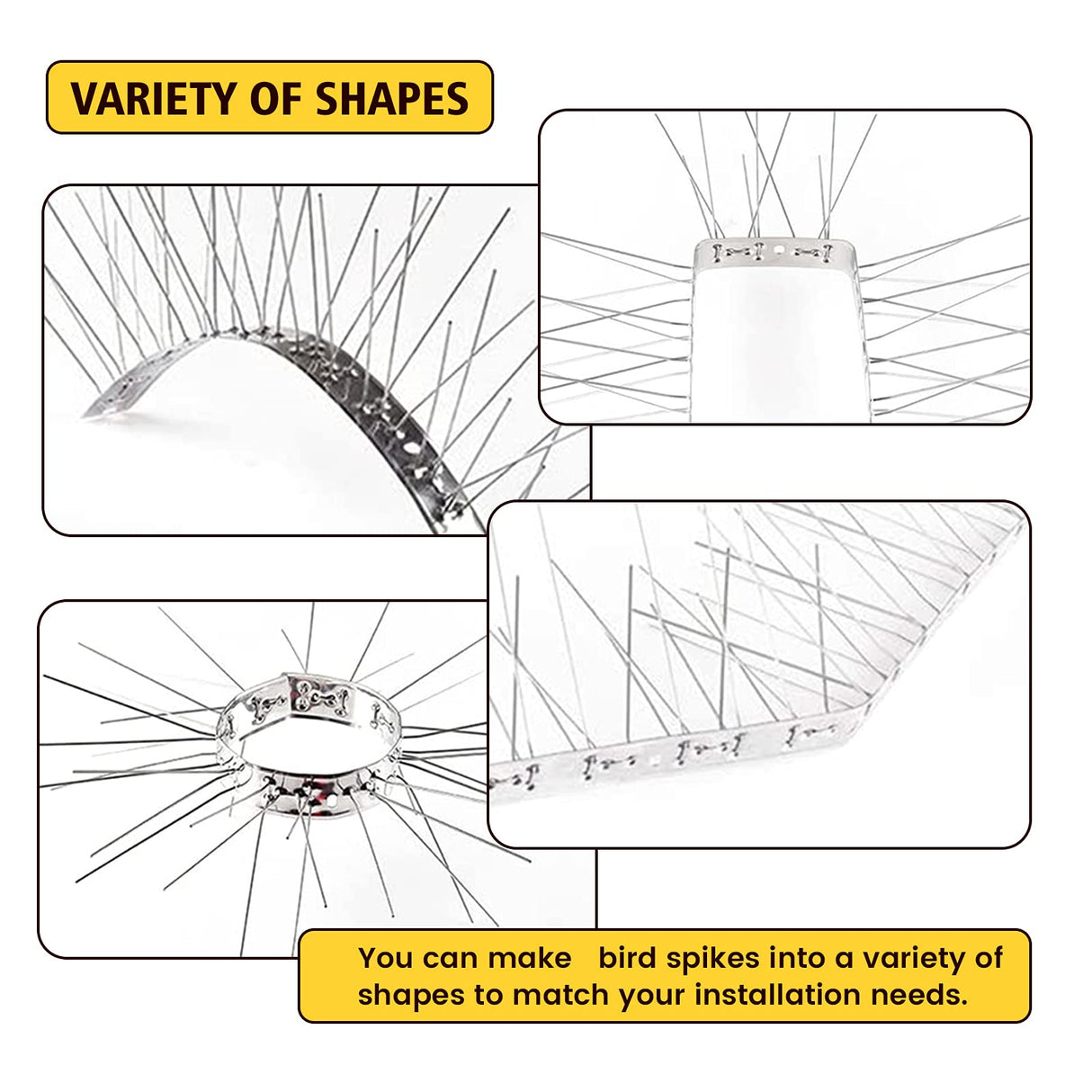 KKY 24 Pack Bird Spikes –13 inch Anti-Bird Nails Bird Repellent Metal Bird Deterant Spinners of Stainless Steel Bird Spikes for Pigeon and Other Small Birds 25.9 Ft…