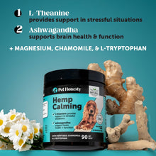 Load image into Gallery viewer, Natural Hemp Calming Chews for Dogs - Calming Aid Supplement for Occasional Anxiousness with Valerian Root, Chamomile, + Magnesium - Stress, Separation &amp; Thunder Support - (Chicken, 90 Count)
