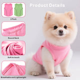 Idepet Waterproof,Oilproof & Stainproof Dog T-Shirt 2 Pack Durable Pet Clothes for Outdoor Activities,Easy to Clean, Breathable, Lightweight Summer Vest for Small to Medium Dogs(Green&Pink,S)