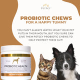 PetScy - Probiotic Chews for Dogs, Probiotic for Dogs of All Ages, Sizes & Breeds with Prebiotic Fiber and Pure Omega-3 | Improves Skin, Coat, and Gut Health, 30 Chews