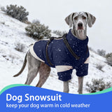 MIGOHI Waterproof Dog Coat with Harness Adjustable Dog Jacket Pet Winter Coat with Zipper,Christmas Small Fleece Jacket for Small Dogs,Extra Long Sleeves Warm Winter Snowsuit for Dogs,M,NavyBlue