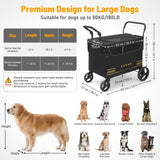 TTPet Extra Large Pet Stroller with Ramp, Dog Stroller for Large & Medium Dogs up to 180lbs, Foldable Dog Wagon with Dual Handle & Brake, Portable Puppy Travel Strollers for Cats & Dogs