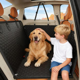 PAWYAGE Back Seat Extender for Dogs with Hard Bottom & Mesh Window, Waterproof Dog Car Seat Cover for Back Seat, Cat-Scratch Resistant Fabric, Extra Comfortable Dog Hammock for Car SUV and Trucks