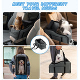 Center Console Dog Car Seat - Suitable for Small Dogs and Puppies Up to 12 lbs,Portable Armrest Booster with Safety Belt, Easy-Clean Technical Cloth,Safety Leash,Storage Bag,Multi-Function Pet Carrier