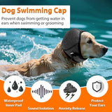 Dog Calm Hoodie Ear Wraps for Dogs, Waterproof Dog Swim Cap, Ear Cover Muffs for Anxiety Relief Noise Cancelling, Dog Head Warp Ear Protection for Hematoma Fireworks Bath Swim Blow Drying(M,Greyd)