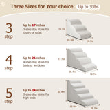 Aodisman Dog Stairs for Bed 22.4”H,5-Step Dog Ramp for Small Dogs & Cats,Pet Steps for Dogs to get on High Bed, Indoor Anti-Slip Pet Stairs for Old Cats and Puppy,Light Grey