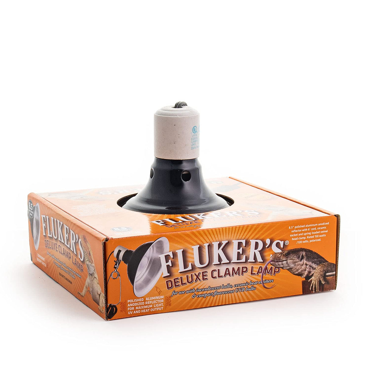 Fluker's Repta-Clamp Lamp, Heavy Duty Clamp Light For Reptile Tanks and Terrariums, UL/CUL Approved, Great for Reptile Basking, 150-Watt Maximum with On/Off Switch, 8.5"