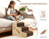 TIMHAKA Dog Stairs for Small Dogs, 3-Step Wooden Dog Ramp for Bed, Couch & Car, Non-Slip Pet Stairs for Small Old Short-Legged Puppy & Cat, Indoor Pet Steps with X-Brace Support