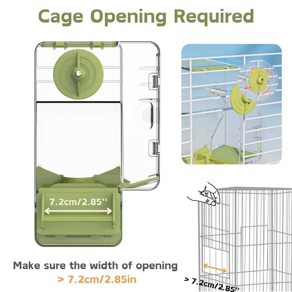 Automatic Bird Feeder, Bird Cage Feeder with Perch Multi-Functional Holder for Fruits Vegetables for Parakeet Canary Cockatiel Finch (Green)