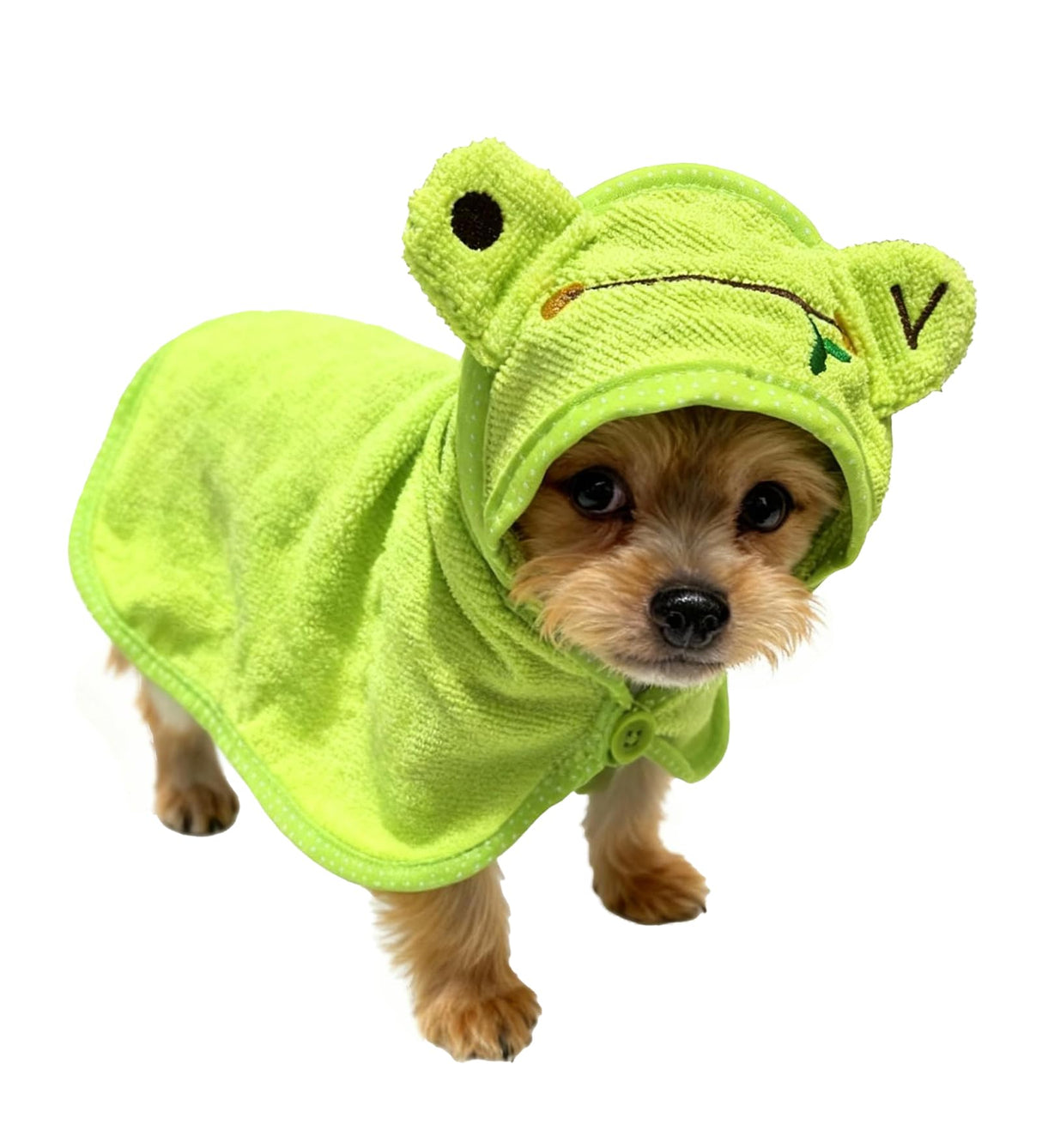 IOICYBF Dog Hooded Bathrobe Towel, Fast Drying Bath Towel Absorbent Warm Blanket Green M