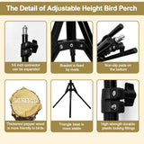 Arfubye 16-63 Inch Height Adjustable Bird Perch Pepper Wood Bird Training Perch Stand Parakeet Perches Indoor and Outdoor Parrot Stands for Small to Medium Bird
