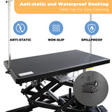 UDSONFY Electric Pet Dog Grooming Table, 50" Heavy Duty Grooming Table Professional Double X-Lift for Large Dogs Adjustable Height: 12"-45.8" Non-slip, AC Outlets, Storage Tray, 2 Nooses, Black