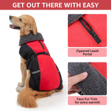 SCENEREAL Warm Dog Coat - Waterproof Dog Jacket for Large Dogs, Fleece Vest with Adjustable Buckle & Leash Hole, Windproof Reflective Cold Weather Coats for Small Medium Large Dogs, XL