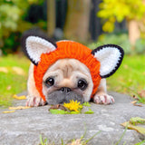Zoo Snoods Fox Costume - Knit Dog Snood Ear Wrap for Pets, Warm Neck Cover for Halloween and Winter (Small)