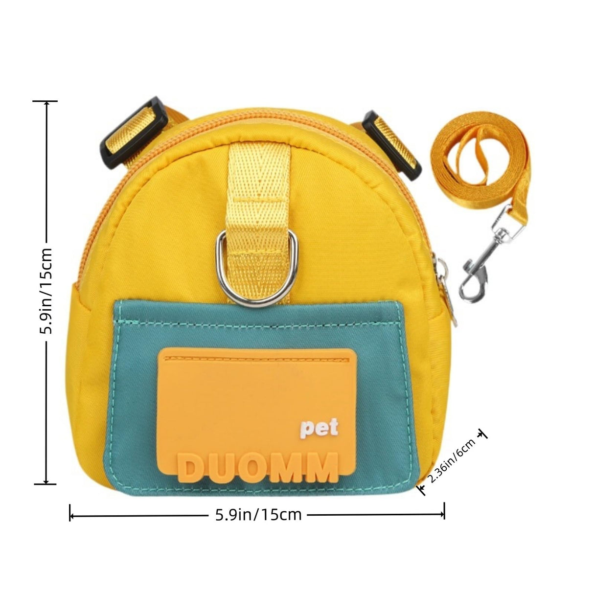 Dog Backpack Strap Leash,Dog Harness with Poop Bag Dispenser,Adjustable and Waterproof,Dog Hiking Backpack,Suitable for Travel and Daily Walks (Yellow, M)