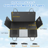 QUIBBLICK Back Seat Extender for Dogs, PU Leather Hard Bottom Truck Dog Seat Cover for Back Seat, Waterproof Pet Hammock Bed for Car with Side Flap, High Barrier Truck Pet Back Seat Covers