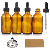 2 oz Dark Amber Glass Dropper Bottles with Measurement Dropper, 4 Pack- 60ml Thick Tincture Bottles with Measured Eye Dropper, Leakproof Essential Oils Bottles for Health, Personal Care & Beauty