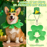 SCENEREAL Dog St Patricks Day Outfit, Irish Clover Hat & Scarf Costumes Set for Small Medium Dogs, Funny Pet Holiday Clothes Green Collar Headband, Puppy Large Cat Cosplay Party Apparel Accessory