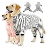 PAPIAMEN Striped Dog Pajamas Stretchable 4 Legs Doggie Jammies Clothes,Soft Plush Pet Pjs Coat Onesie fit Puppy to Medium Large Dogs,Cute Warm Dogs Costumes Outfits for Winter,Black,L