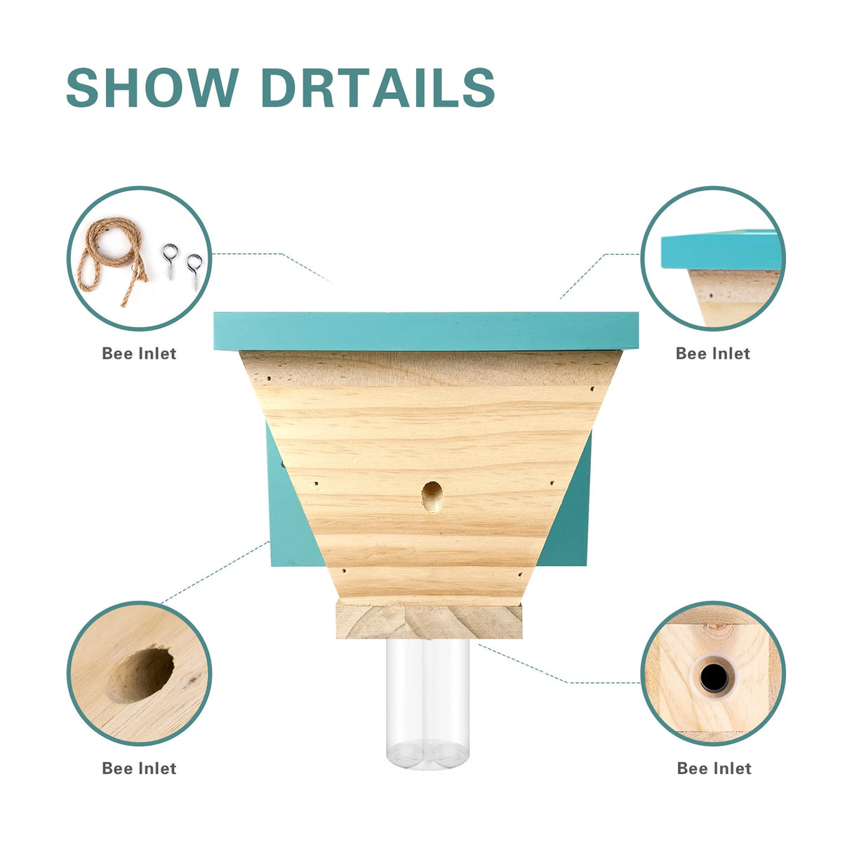 GRTRE 1 Pack Wood Carpenter Bee Trap for Outside - Wood Boring Bee Trap - Best Bee Trap - Nature Shed Style Carpenter Bee Traps Outdoor Hanging