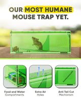 Motel Mouse Humane Mouse Traps No Kill Live Catch and Release 4 Pack - Reusable, Easy to Use & Clean, No Touch Release, Sensitive Includes Cleaning Brush, Instruction Manual & Video - Mousetrap Indoor