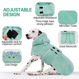Dog Drying Coat, Microfibre Fast Absorbent Bath Towel With Magic Sticker & Belly Strap - Bathrobe for Puppy, Small, Medium, Large Dogs and Cats