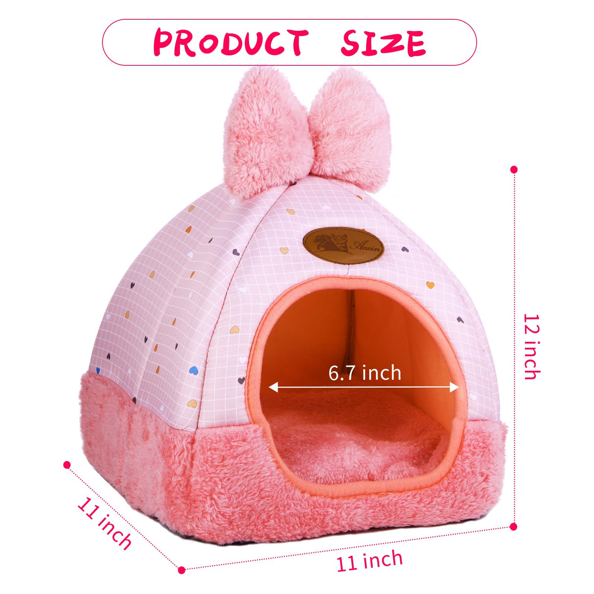 Kwerdas Bunny Bed Hideouts House Ferrets Rats Hedgehogs Chinchilla Cage Accessory for Rabbit Guinea Pig Hamster Cozy and Warm Rabbit Bed with Cute Bowknot Rabbits Hamster Bunny (Pink) ﻿