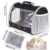 Bearded Dragon Travel Carrier Backpack,Lizard Backpack Carrier,Space Capsule Clear Bubble Window Astronaut Reptile Carrier Backpack for Guinea Pig,Sugar Glider,Bunny (Black, TPU Carrier+MAT)