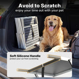 Veehoo Extra Wide Dog Steps for Car Truck SUV Foldable, 5 Steps Lightweight Aluminum Dog Stairs for Injured Senior Large Dogs 20" Wide, Folding Pet Ramp Ladder with Non Slip Surface, up to 170lbs