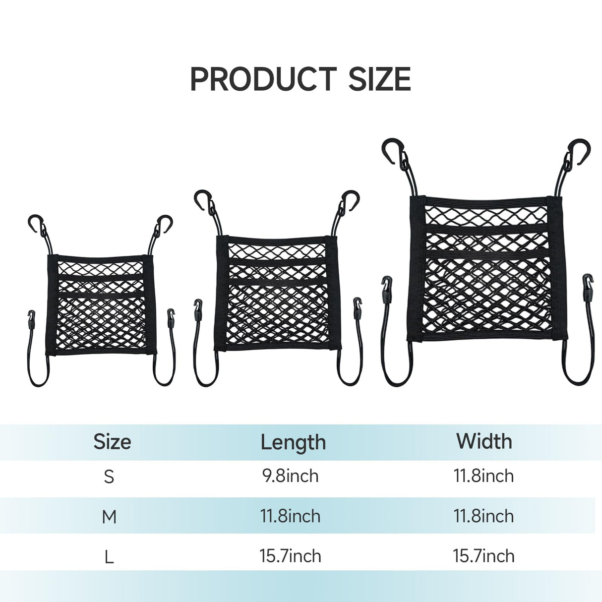 GAOSPD Dog Car Barrier Net with Storage Pockets Universal Adjustable 3-Layer Pet Cars Barrier with 4 Hooks for SUVs & Sedans Keep Pets Safe & Car Organized Cars Mesh Organizerm (M)