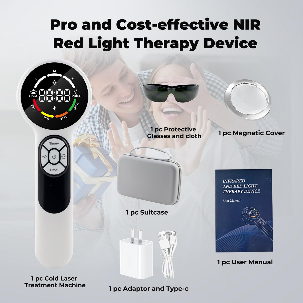 16*650nm & 8*808nm Cold Laser Therapy Device for Dog Cat, 5200mAh Portable Near Red Light Laser Therapy with Protective Cover, Puppy LLLT Pet Treatment Machine for Muscle Pain Relief & Improve Healing