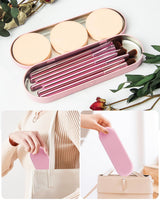 8Pcs Makeup Brushes Set Premium Eyeshadow Brush Professional Angled Eyebrow Brush Lip Brush Eyeshadow Brush Set With 3Pcs Powder Puffs and Pink Case 12 in 1
